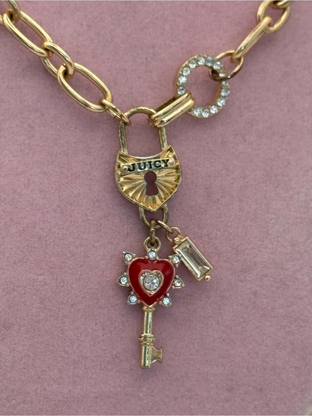 Juicy couture Gold-Tone Heart Key Pendant Necklace with Red Enamel Accent - Picture 3 of 6